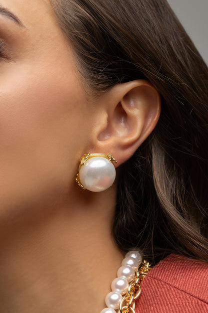Large Shell Pearl Boot Earrings