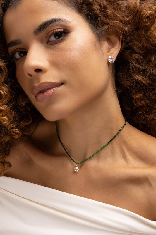 Green Crystal & Zirconia Jewelry Set