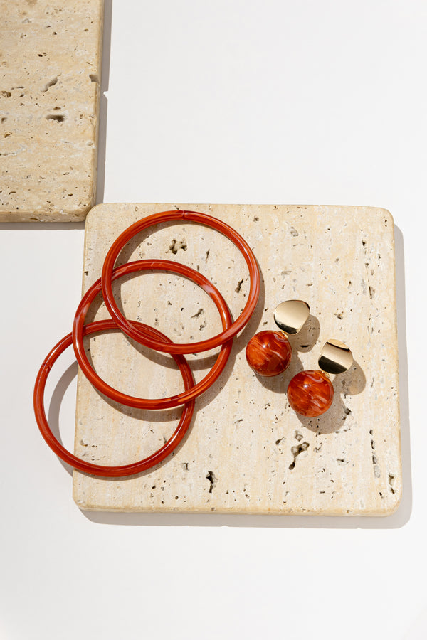 Orange Marble Resin Bangle
