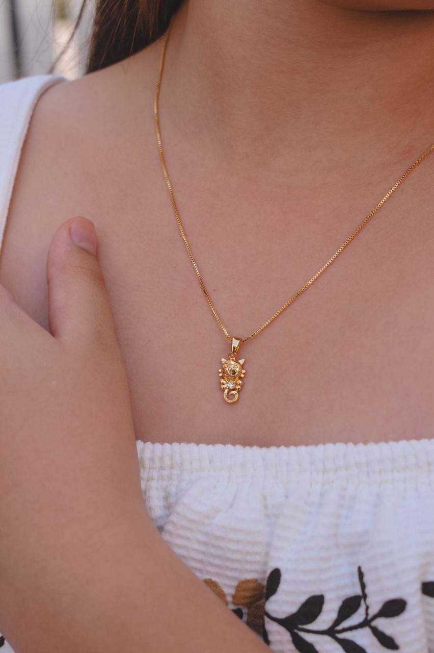 Children’s Cat Jewelry Set with Bow and Zirconia