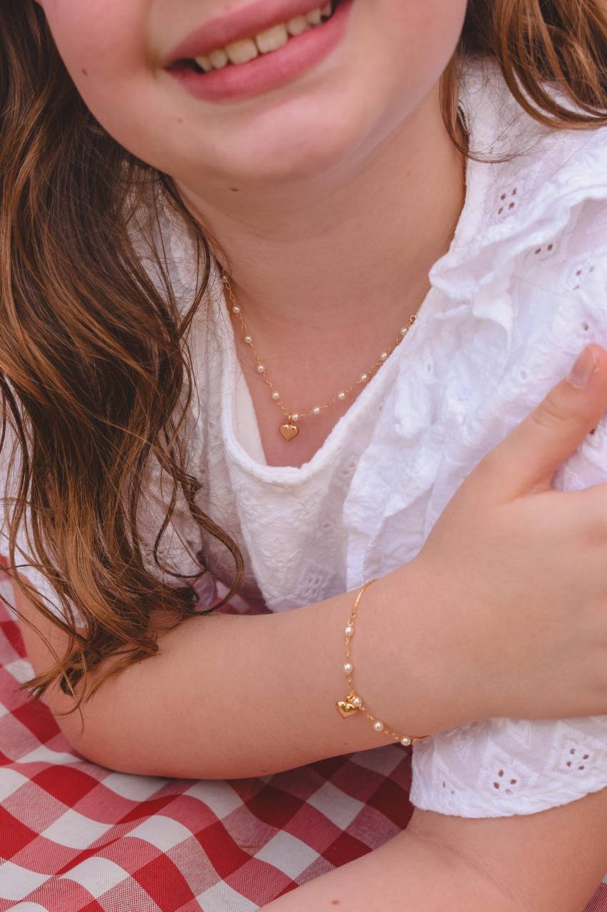 Children’s Pearl Jewelry Set with Heart Pendant