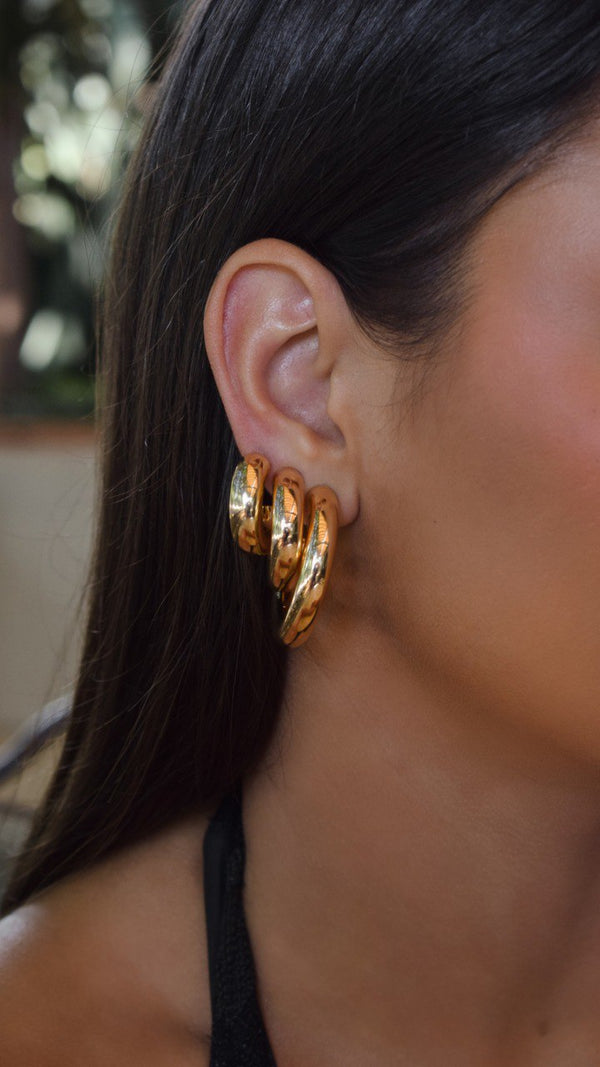 Thick Tube Hoop Earrings Medium