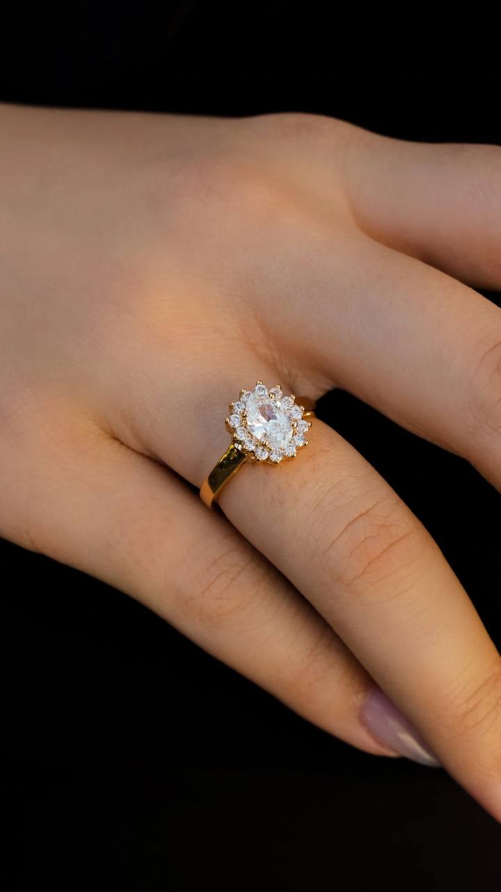 Oval Halo Zirconia Ring