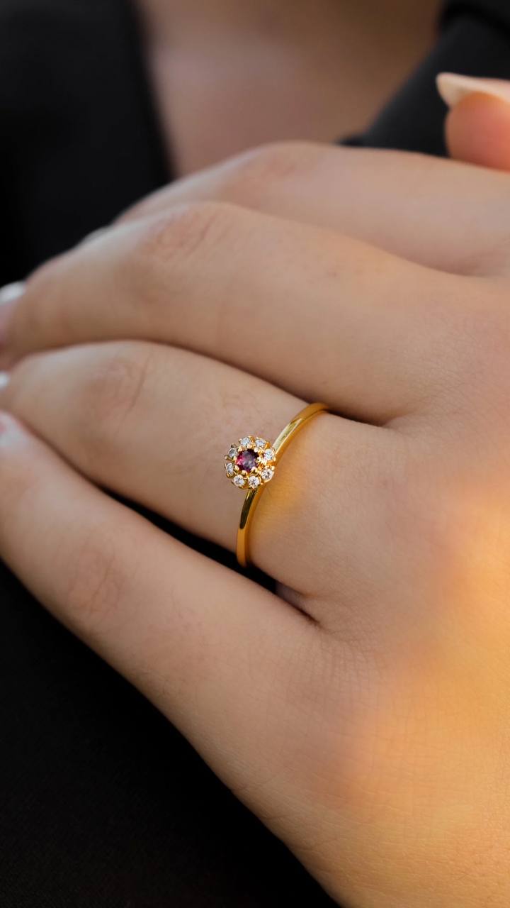 Flower Ring with White and Pink Zirconia