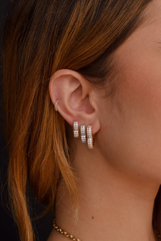 Pavé Heart Hoop Earrings
