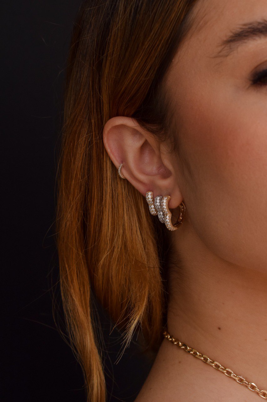 Pavé Heart Hoop Earrings