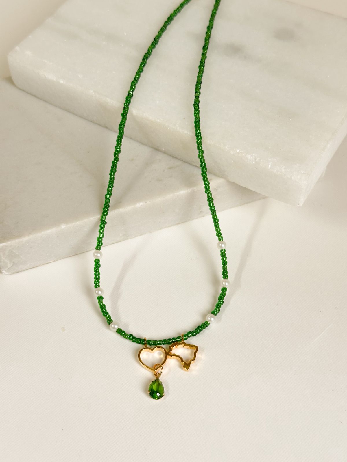 Brazil Map Crystal Necklace