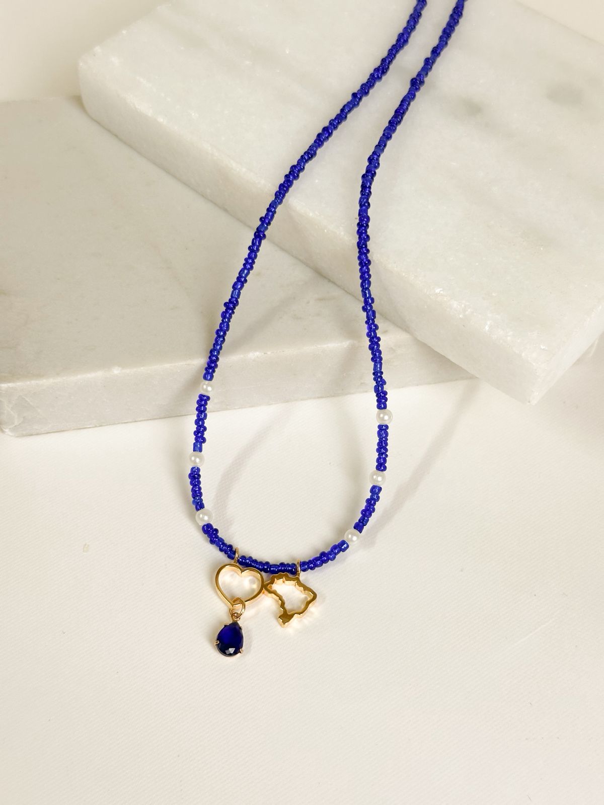 Brazil Map Crystal Necklace