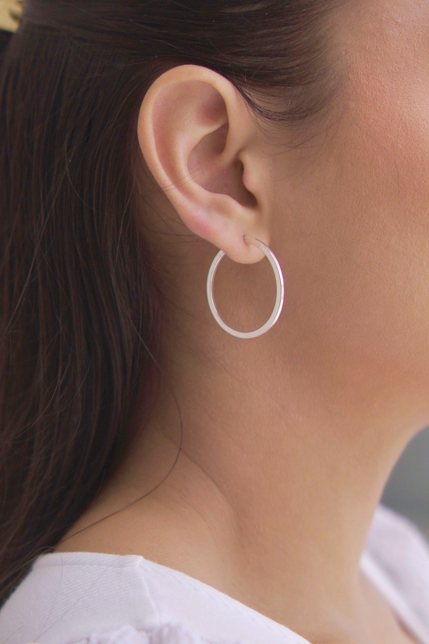 Closed Silver Hoop Earrings