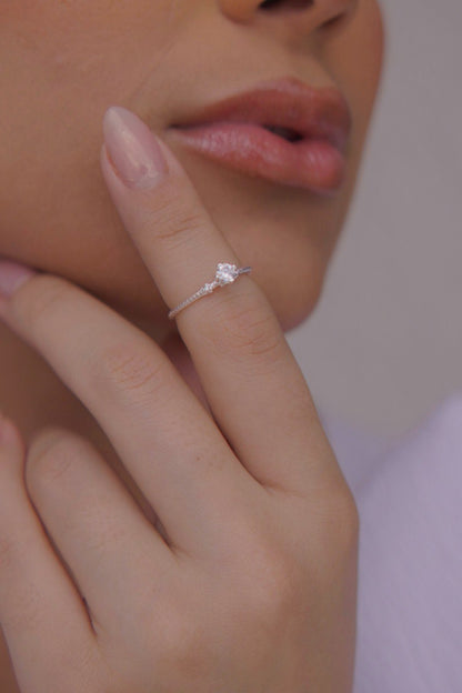 Solitaire Ring with Center Stone and Zirconia Accents