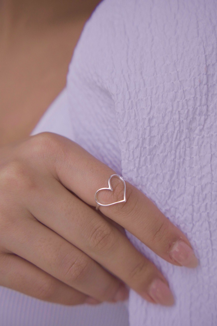 Open Heart Silver Ring