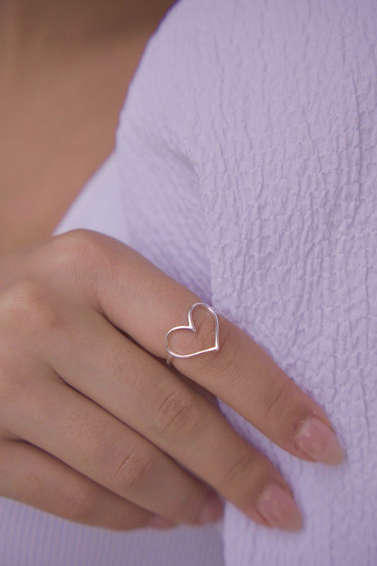 Open Heart Silver Ring