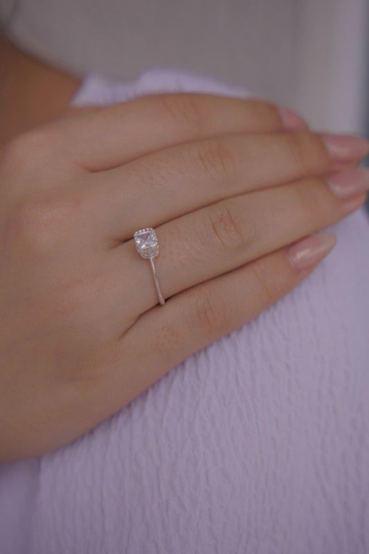 Square Stone Silver Ring
