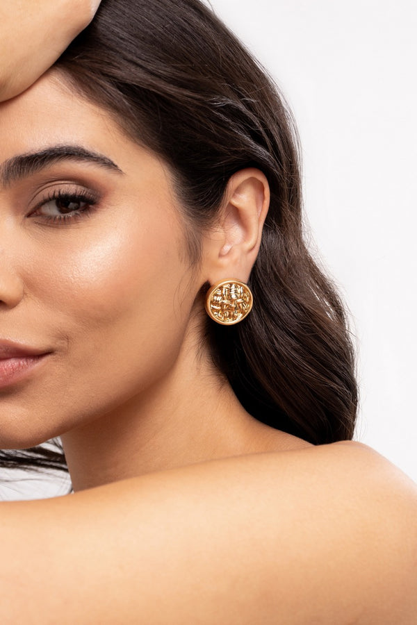 Braided Button Earrings