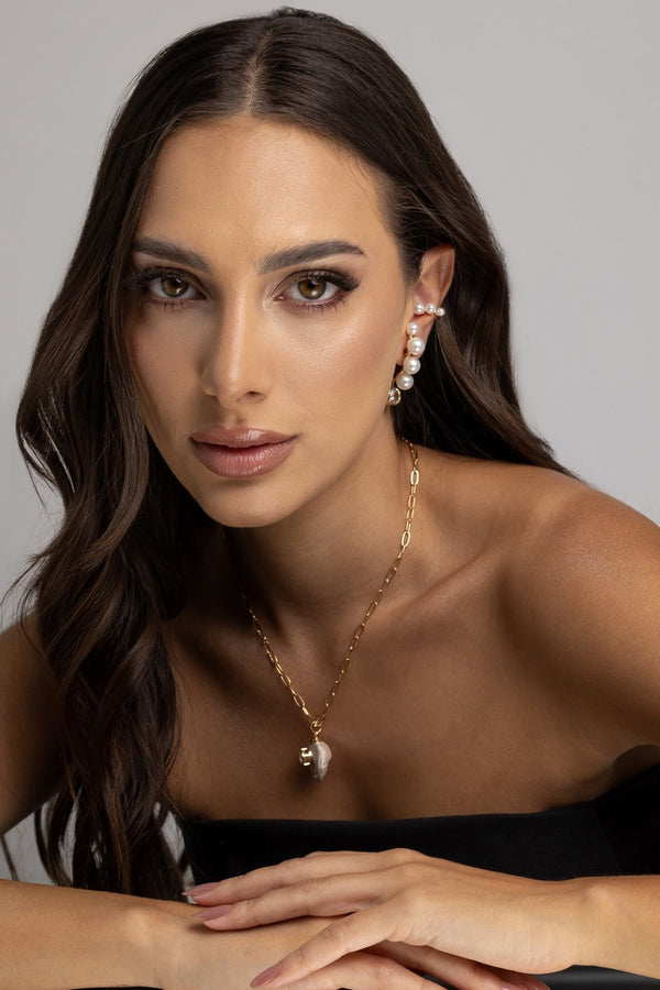 Shell Pearl Ear Cuff Earrings