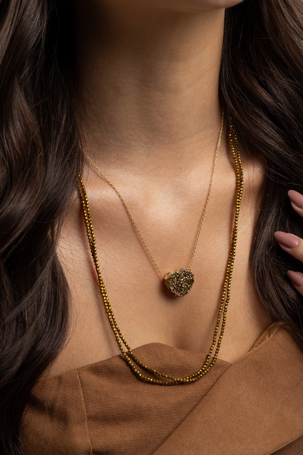 Resin Druzy Heart Necklace 45cm