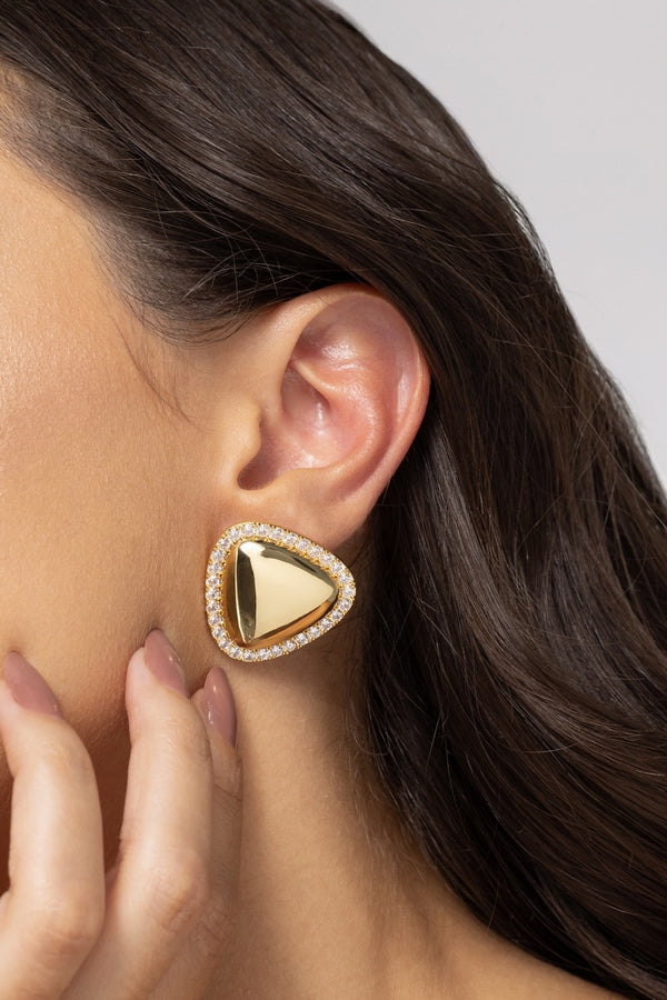 Smooth Triangle Earrings with Zirconia