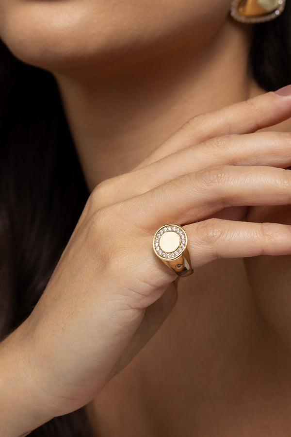 Round Zirconia Pinky Ring