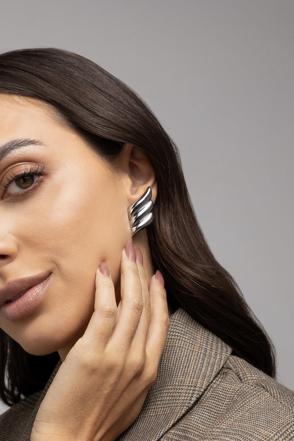 Spiral Rhodium Earrings