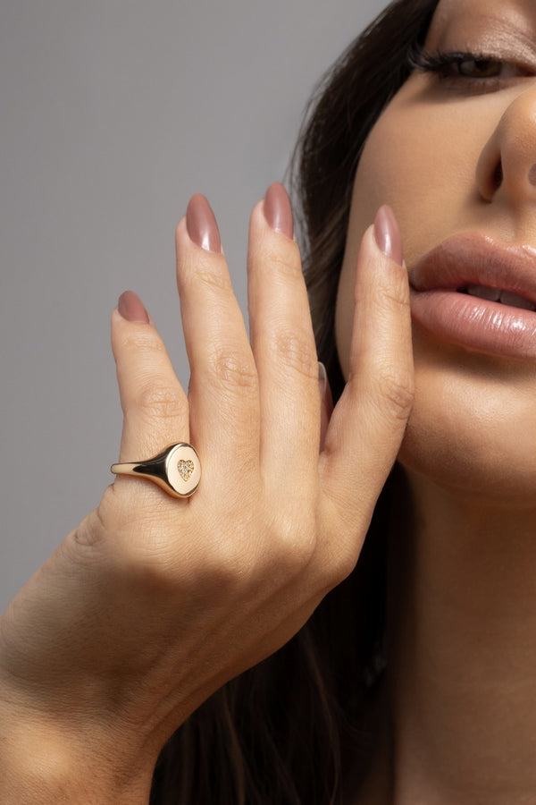 Zirconia Heart Pinky Ring