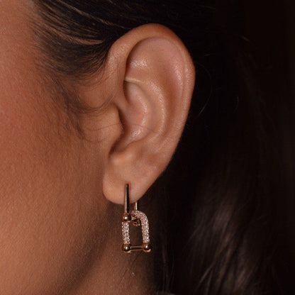 Double-Link Stud Earrings – One Plain, One Pave | Modern and Elegant Design