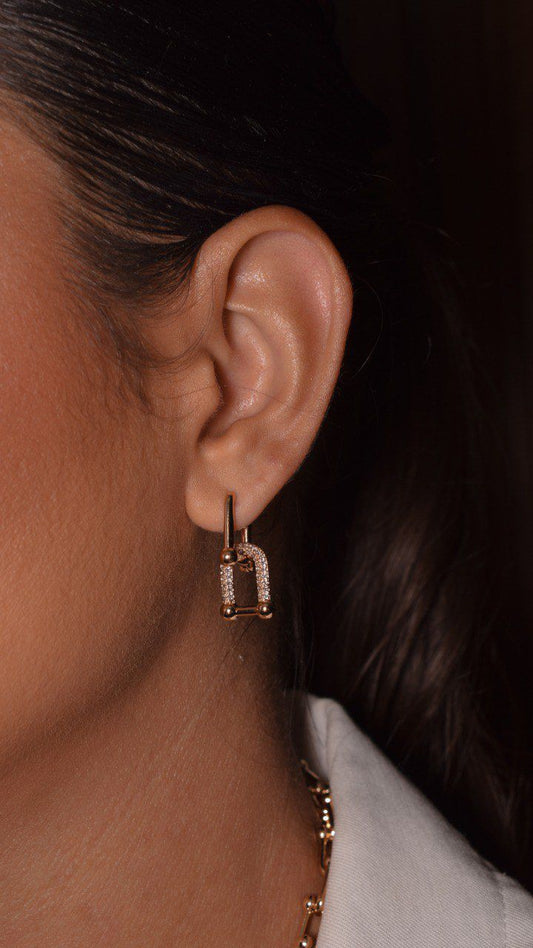 Double-Link Stud Earrings – One Plain, One Pave | Modern and Elegant Design