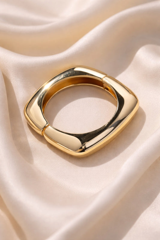 Polished Gold Square Architectural Bangle