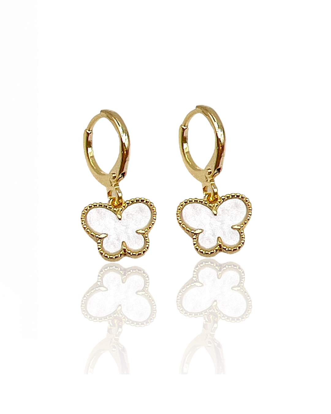 Butterfly Pearl Hoop Earrings